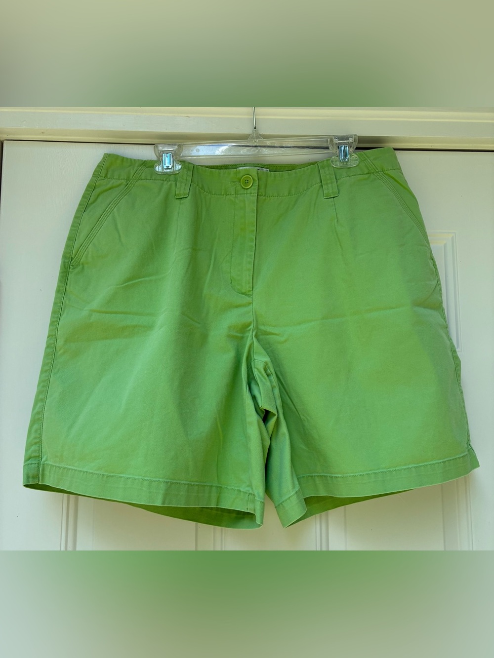Talbots Womens Shorts Sz 16W Green Cotton Stretch Chino Summer Vacation Beach